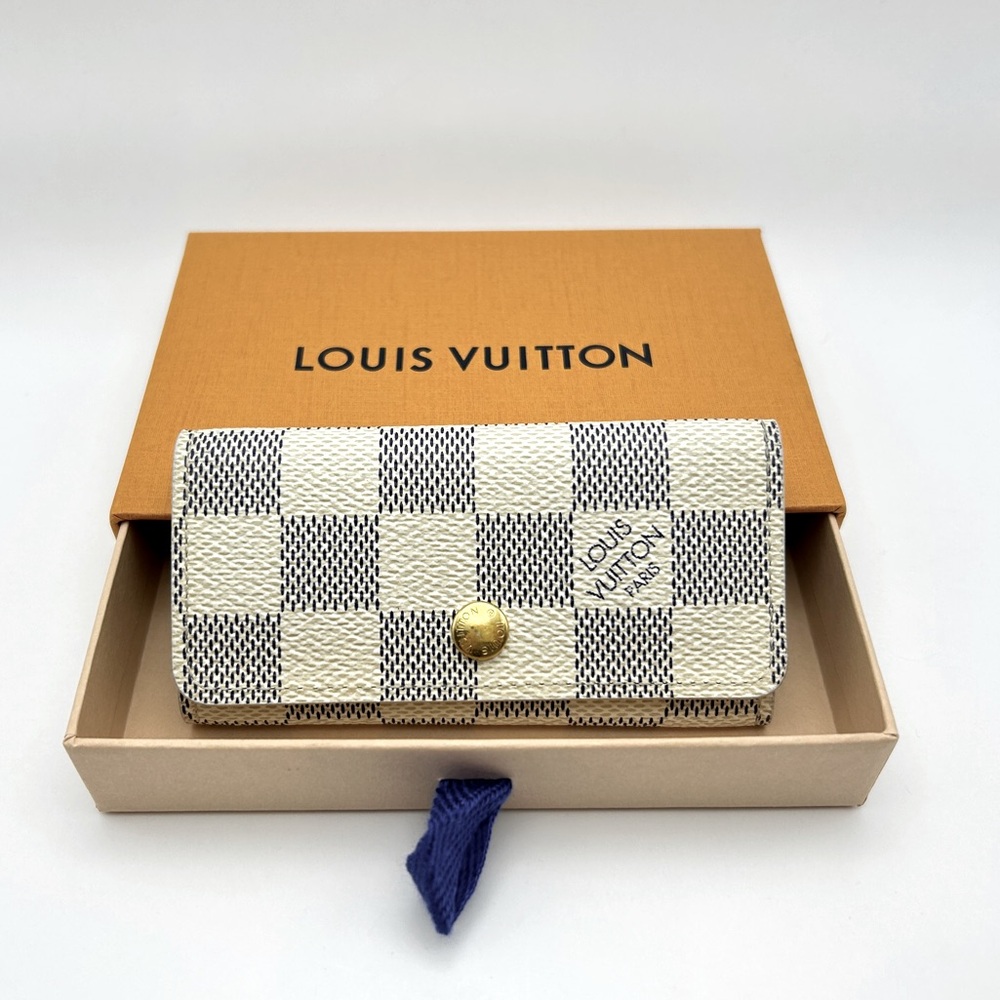 Louis Vuitton Damier Azur Canvas Key & Card Holder in White and Navy